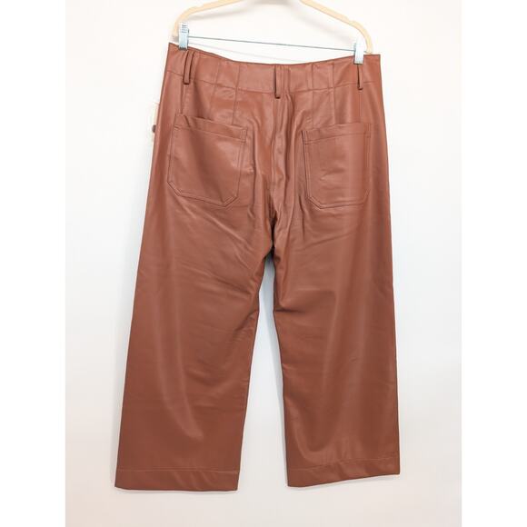 NWT Maeve The Colette Cropped Wide-Leg Faux Leather Pants Size 34 Copper #7D505 - Picture 5 of 9